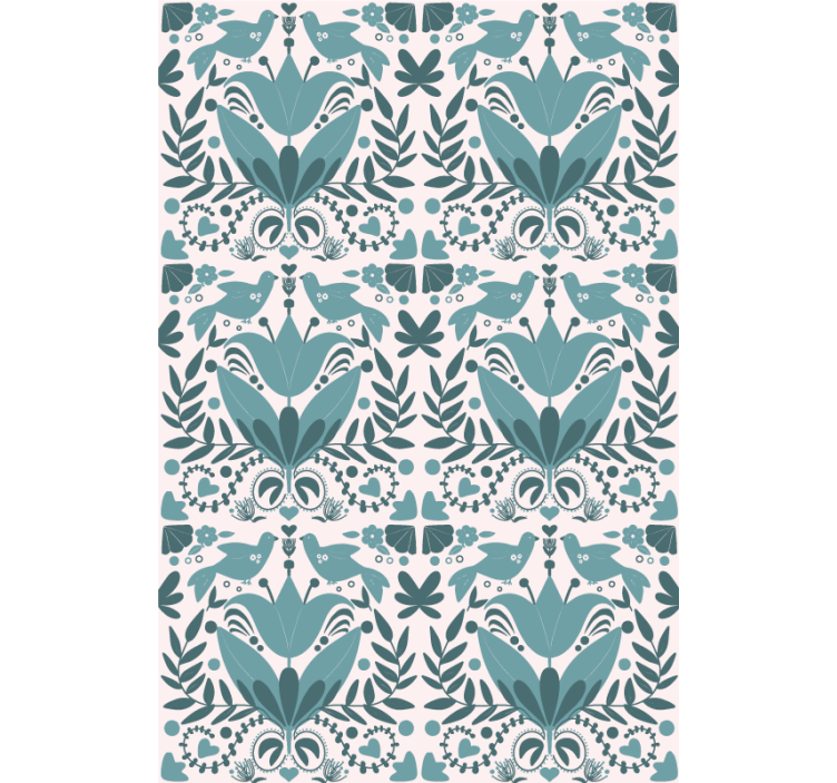 Patroon met vogels rolgordijn bloemen en planten - TenStickers