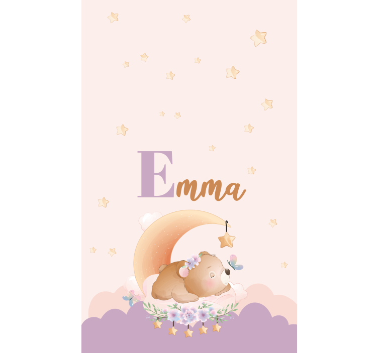 Slapende beer met naam rolgordijn kinderkamer - TenStickers