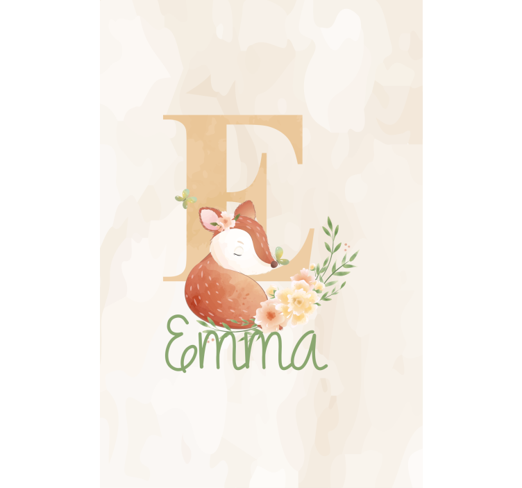 Vos met initiaal en naam rolgordijn kinderkamer - TenStickers