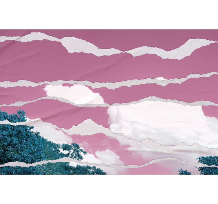 Bewolkte roze horizon rolgordijn wolken - TenStickers