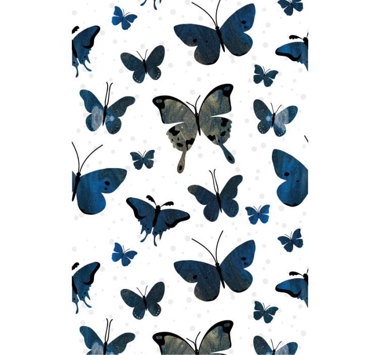 Raambekleding vlinders blauw en beige patroon inspiratie - TenStickers