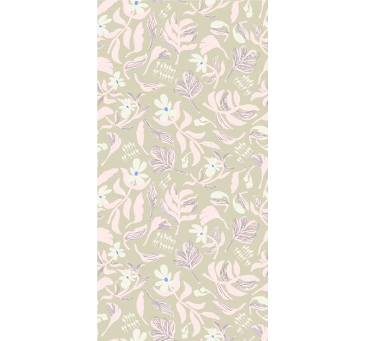 Beige bladthema rolgordijn bloemen en planten - TenStickers