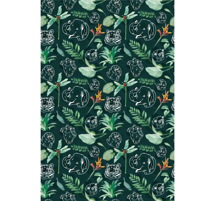 Dierenschets bloemig rolgordijn dieren - TenStickers