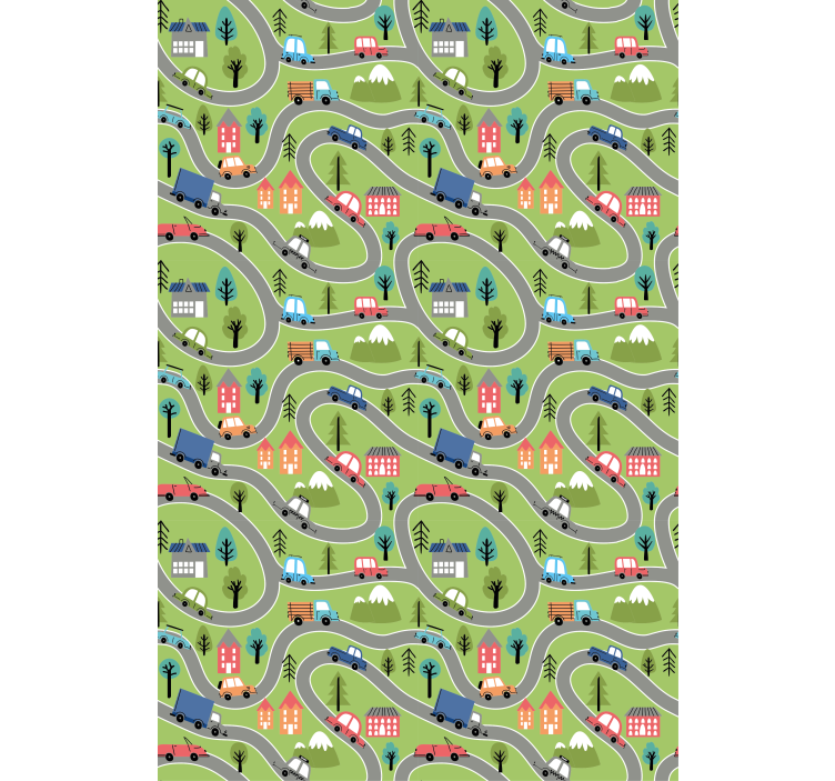 Kleurrijke voertuigwegen rolgordijn kinderkamer - TenStickers