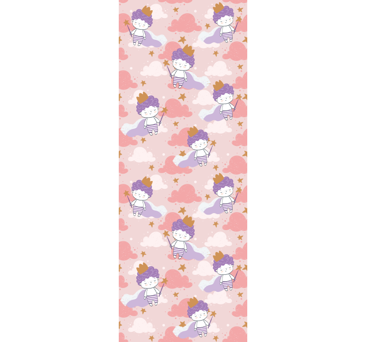 Knuffelige prinsessen en wolken rolgordijn kinderkamer - TenStickers