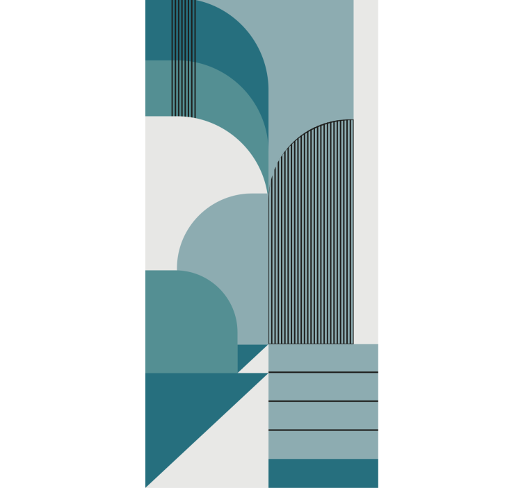 Blauwe boogpatronen originele rolgordijnen - TenStickers