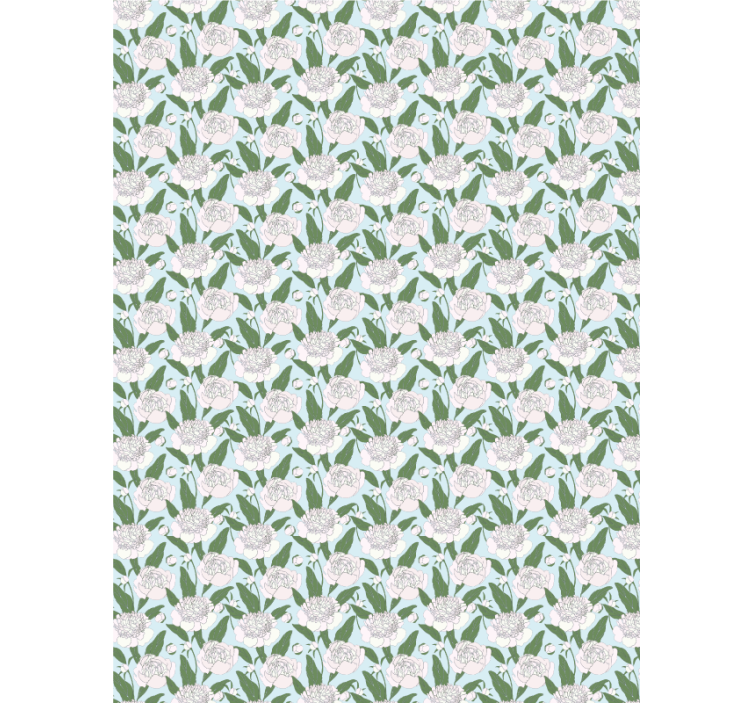 Wit pioenroospatroon rolgordijn bloemen en planten - TenStickers