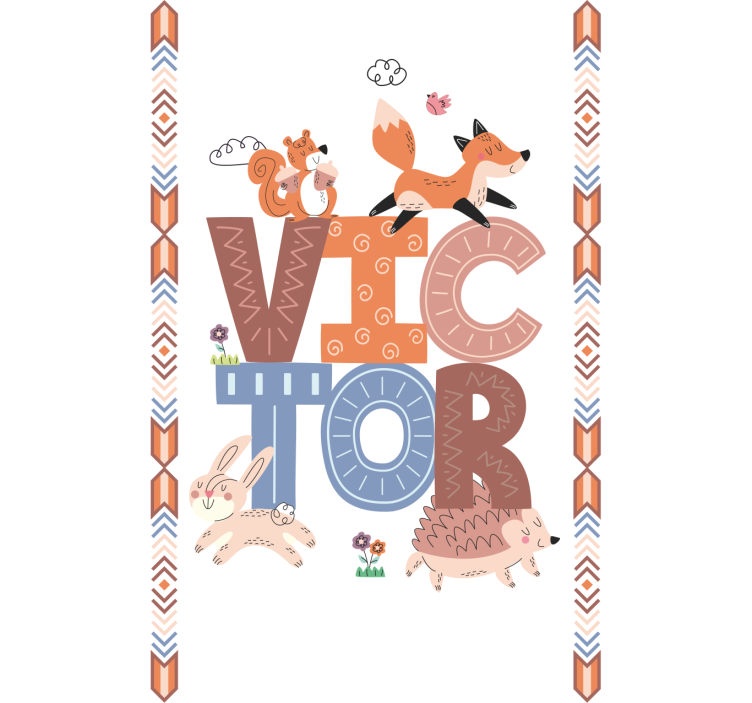 Bosdieren met naam rolgordijn kinderkamer - TenStickers