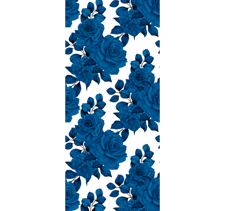 Azuurblauw bloesemmotief rolgordijn bloemen en planten - TenStickers