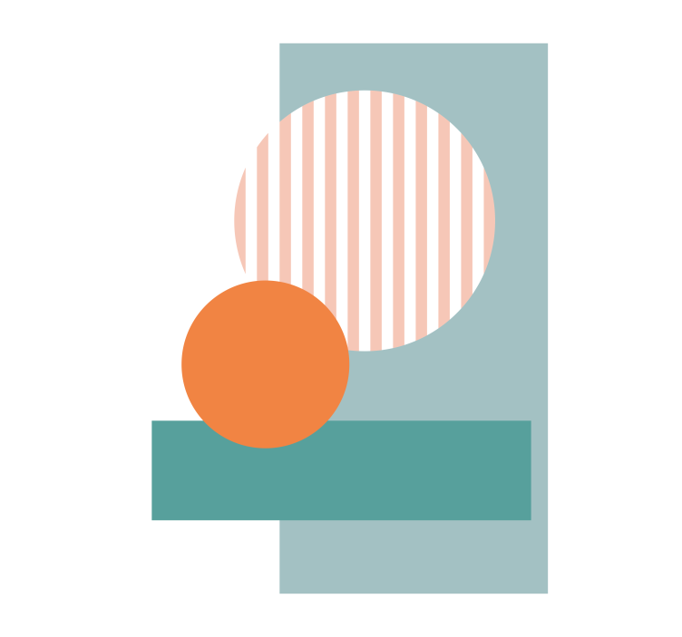 Blauwe abstracte cirkels rolgordijn woonkamer - TenStickers