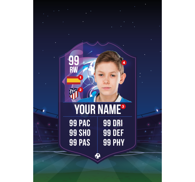 Voetbalspeler kaart Rolgordijn kinderkamer - TenStickers