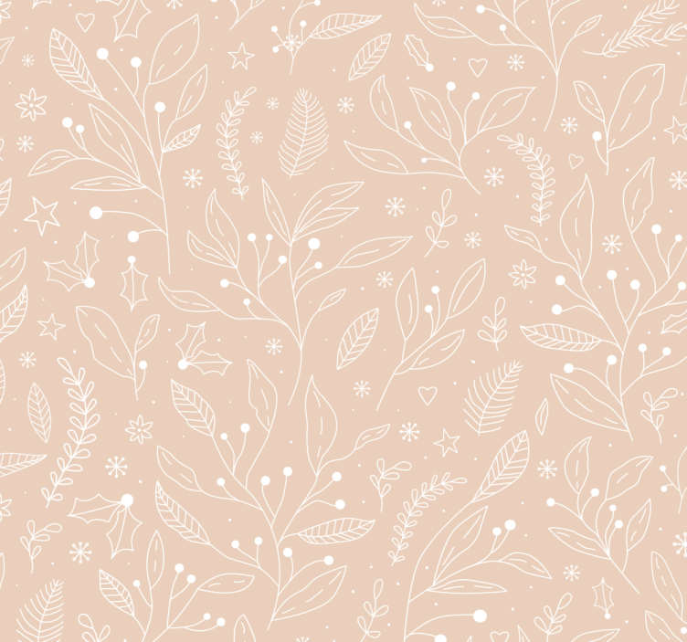 Kerst planten rolgordijn woonkamer beige - TenStickers