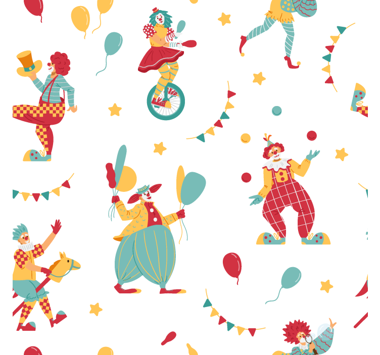 Clowns met ballonnen Grappig rolgordijn - TenStickers