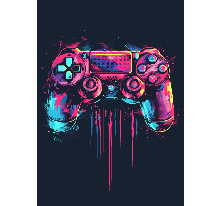 Blauwe en roze controle nerd rolgordijn - TenStickers