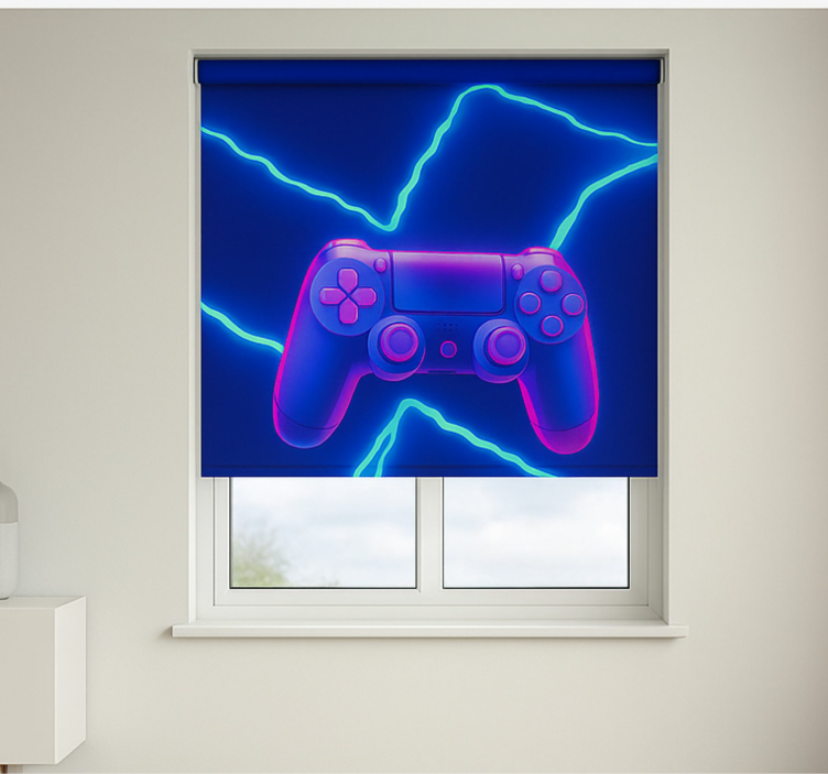 3d neon x-controller gamer rolgordijn - TenStickers