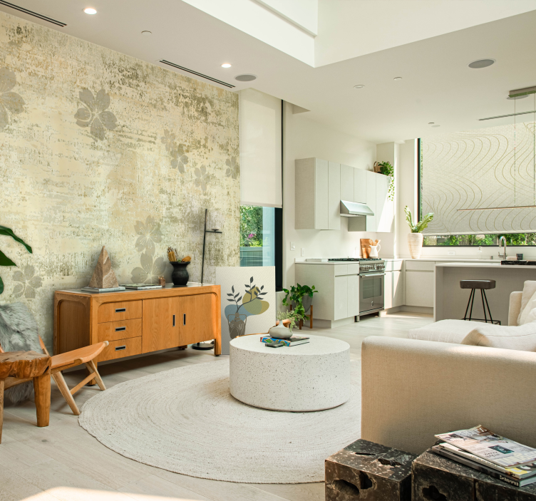 Subtiele golfpatronen rolgordijn woonkamer - TenStickers