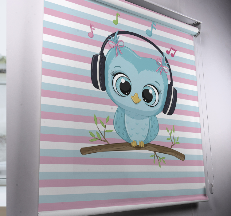 Muzikale uil illustratie rolgordijn  - TenStickers