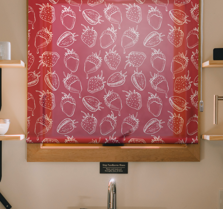 Aardbei patroon rolgordijn fruit en groente - TenStickers