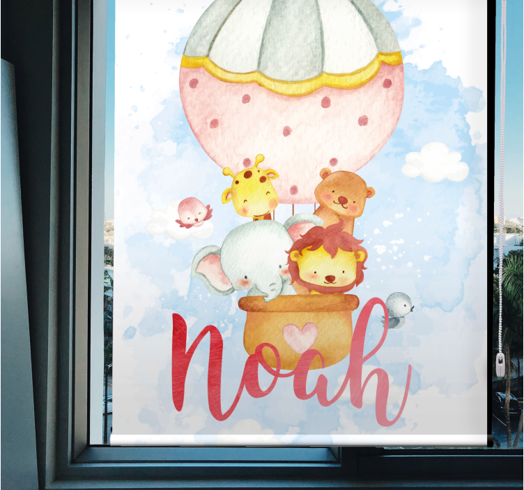 Avontuur met een heteluchtballon rolgordijn gepersonaliseerd - TenStickers