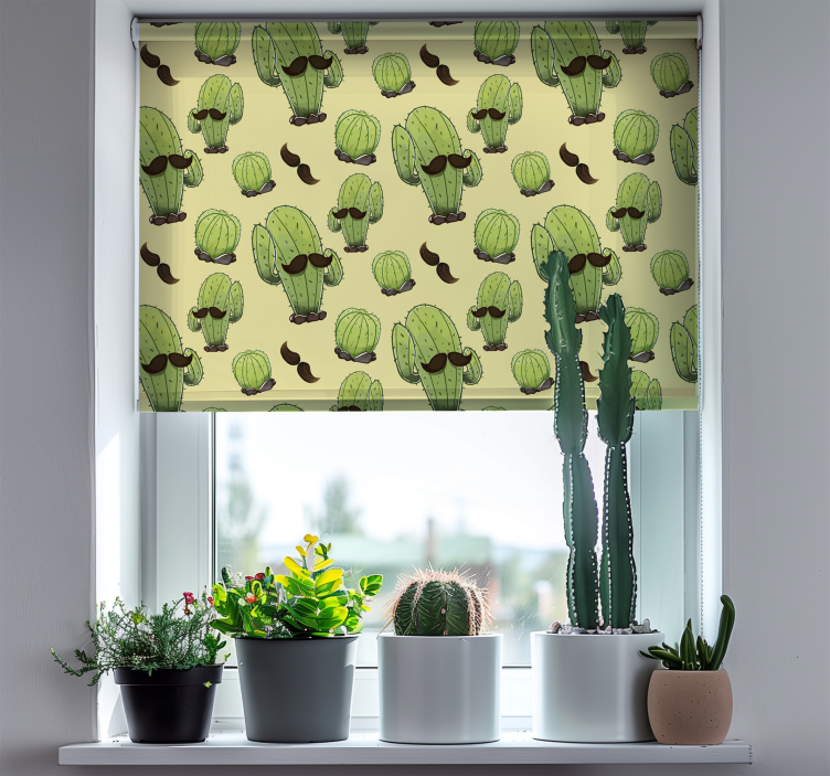 Cactus met snor Raambekleding woonkamer - TenStickers