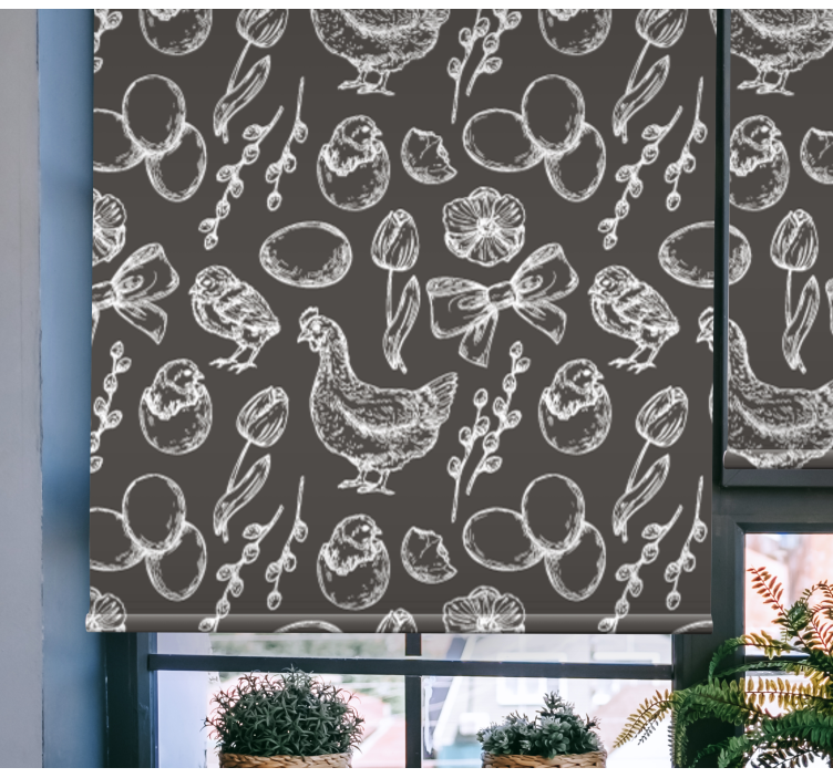 Charmante kippenpatronen rolgordijn dieren - TenStickers