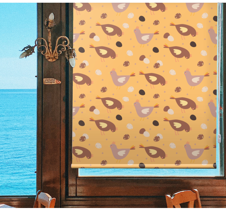 Meer dieren rolgordijnen Oranje kuikenpatroon - TenStickers