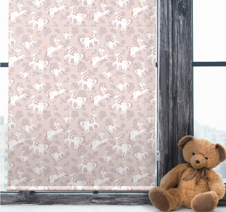 Beige eenhoorn fantasie rolgordijn kinderkamer - TenStickers