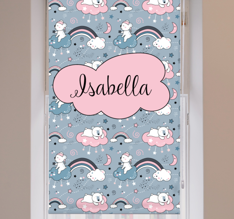 Beer regenboog met naam rolgordijn kinderkamer - TenStickers