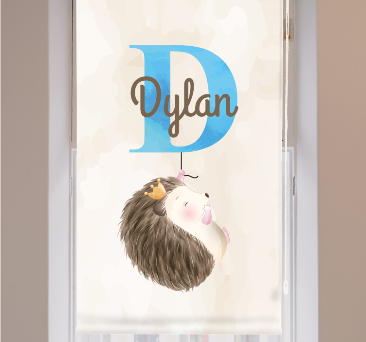 Egel met initiaal en naam rolgordijn kinderkamer - TenStickers