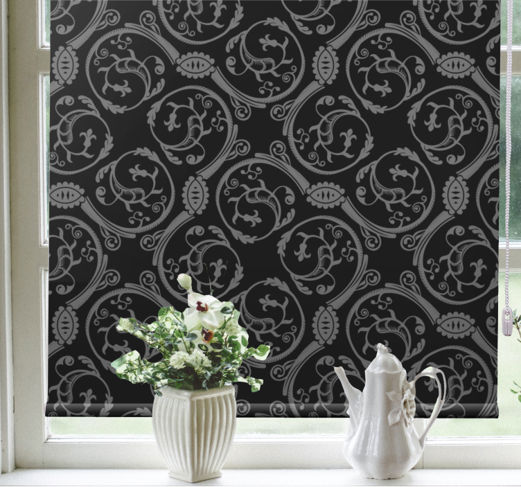 Grijs bloemenmotief elegant raambekleding - TenStickers