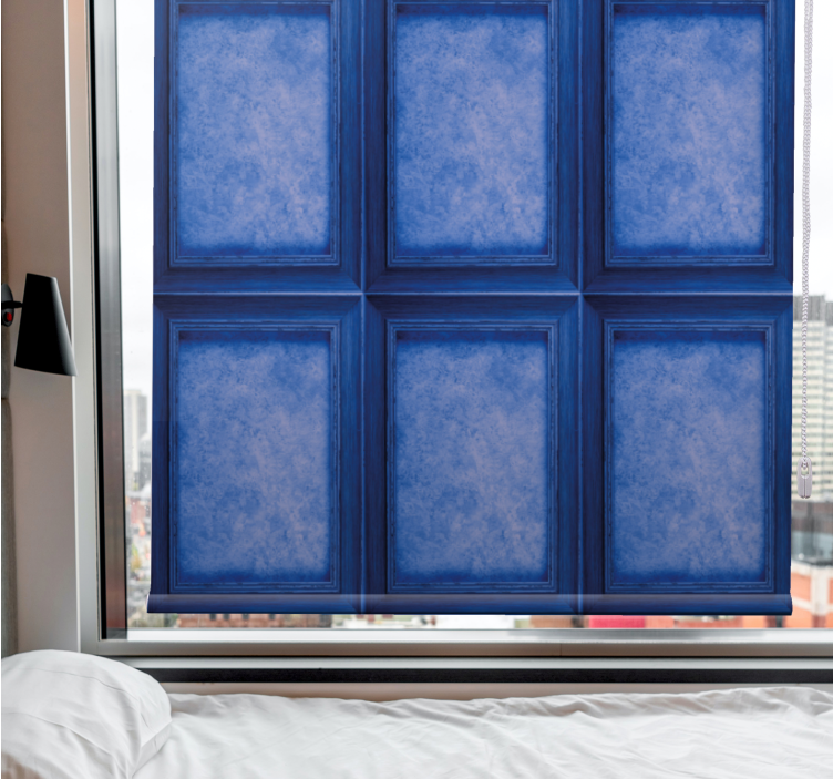 Elegante blauwe panelen rolgordijn textuur en patroon - TenStickers