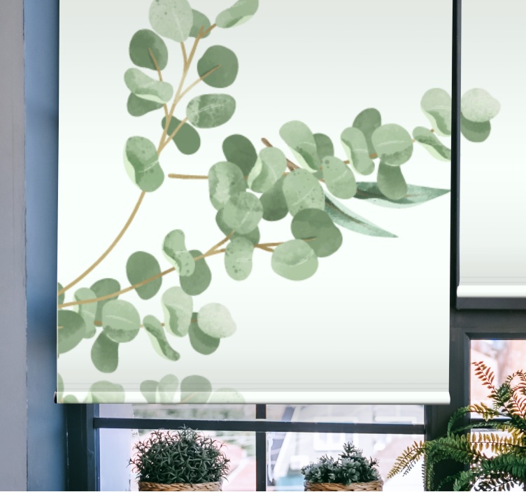 Eucalyptus tak ontwerp rolgordijn bloemen en planten - TenStickers