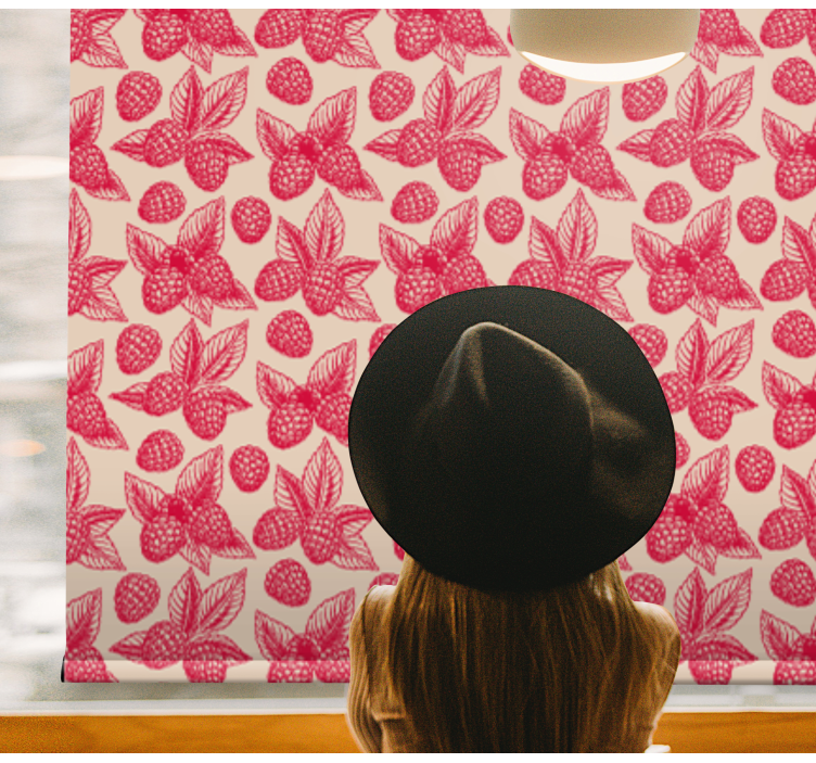 Frambozenblad patroon rolgordijn fruit en groente - TenStickers