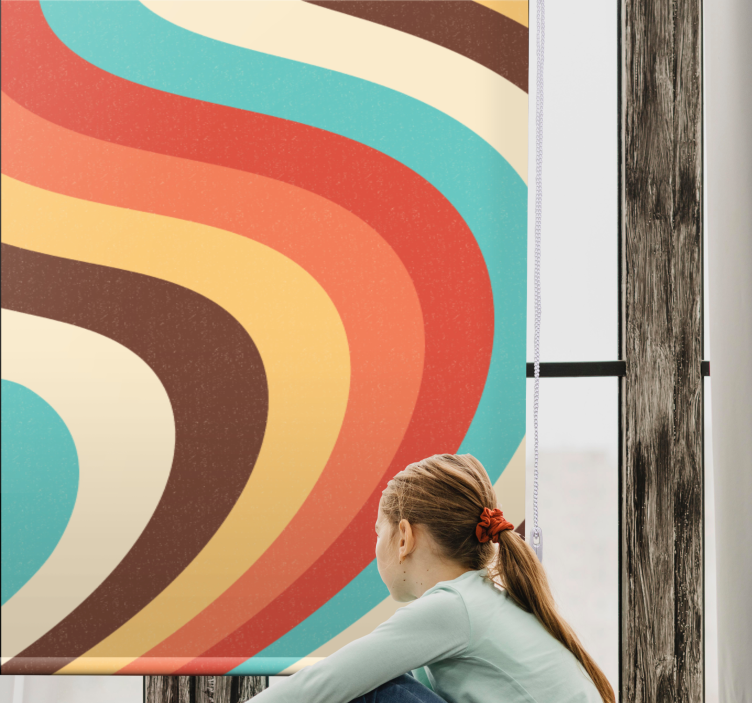 Gebogen retro golven rolgordijn meer vintage - TenStickers