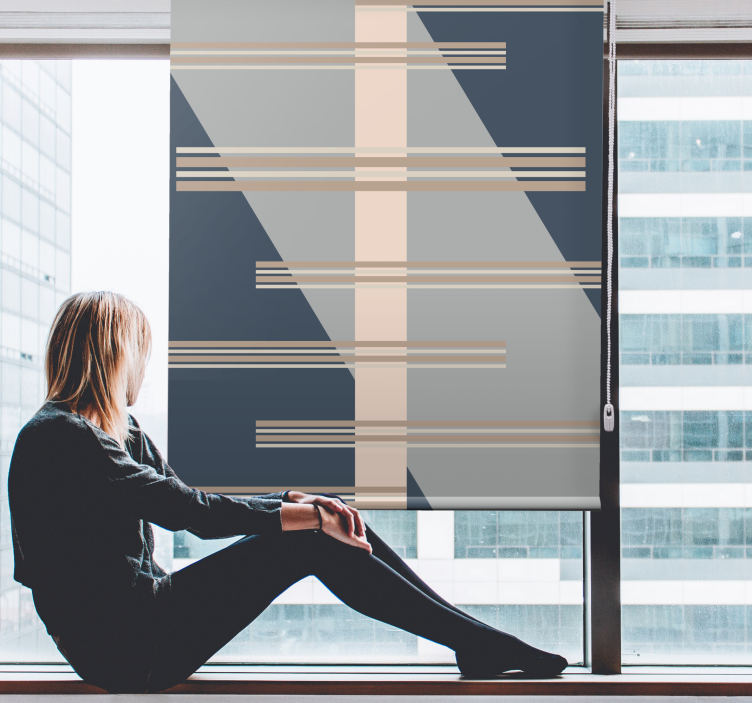 Geometrisch lijnthema moderne raambekleding - TenStickers