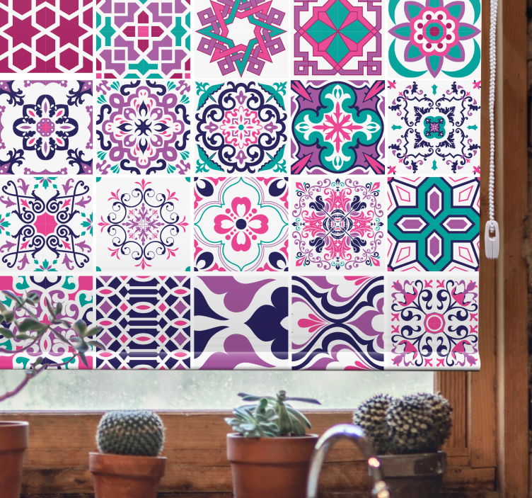 Geometrisch tegelpatroon rolgordijn textuur en patroon - TenStickers