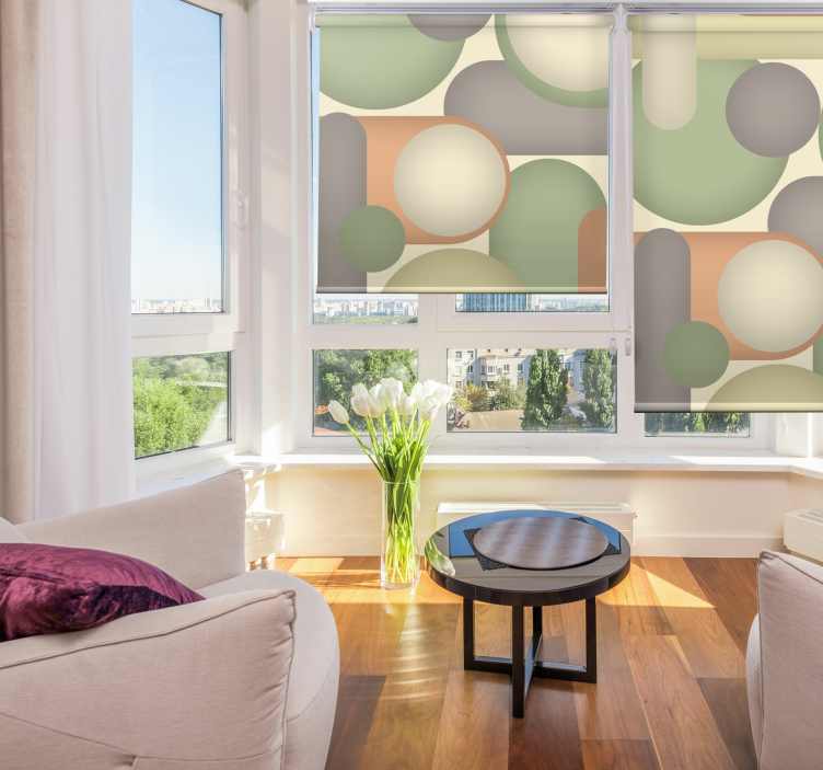 Geometrische cirkelopstelling moderne raambekleding - TenStickers