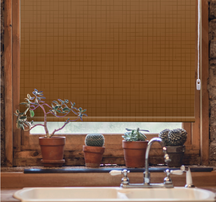 Bruine vierkanten oppervlak rolgordijn textuur en patroon - TenStickers