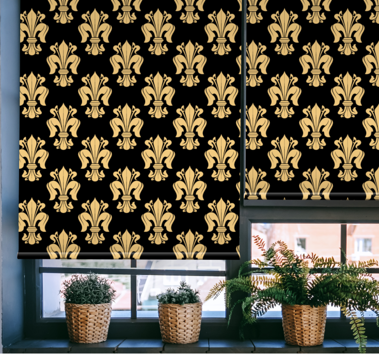 Gouden fleur-de-lis patroon elegant raambekleding - TenStickers