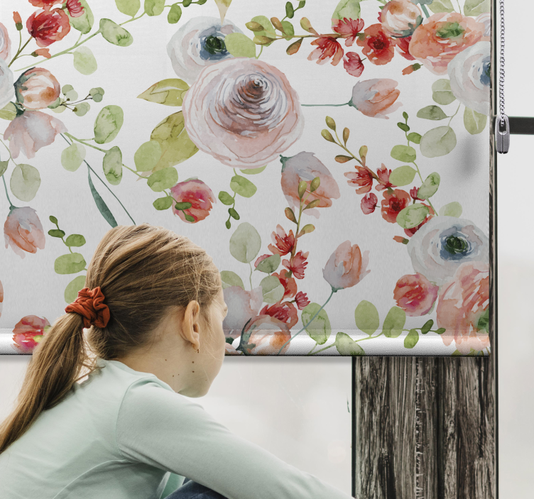 Klassiek rolgordijn Bloemen takken - TenStickers