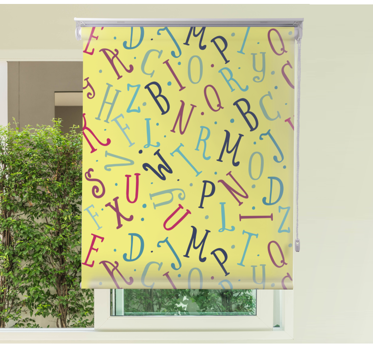 Kleurrijke alfabetletters rolgordijn met tekst - TenStickers