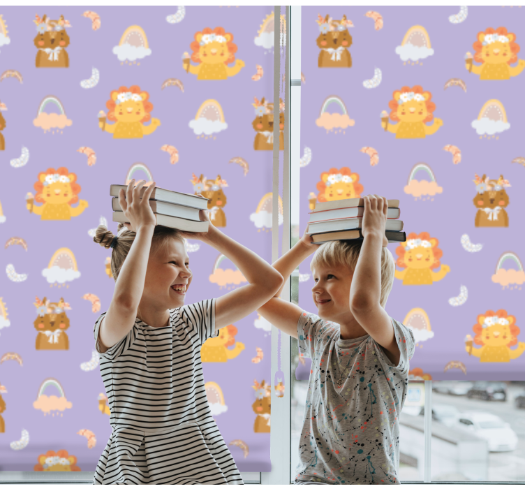 Babydieren en regenbogen rolgordijn kinderkamer - TenStickers