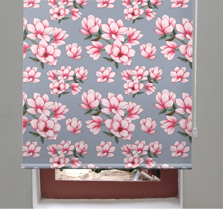 Magnolia bloesem patroon rolgordijn bloemen en planten - TenStickers