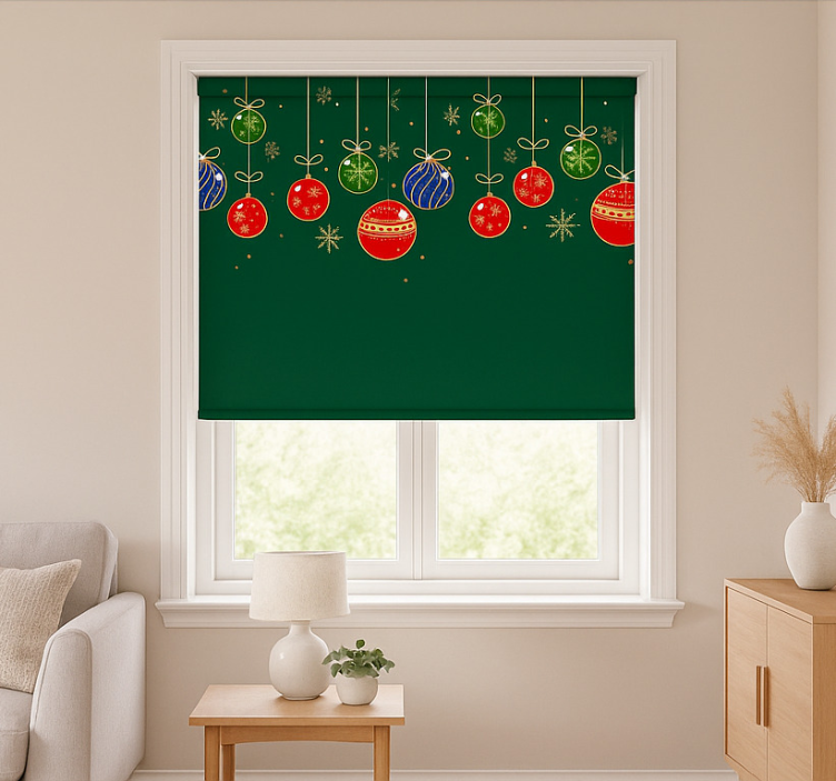 Minimalistische kerstballen rolgordijn woonkamer - TenStickers