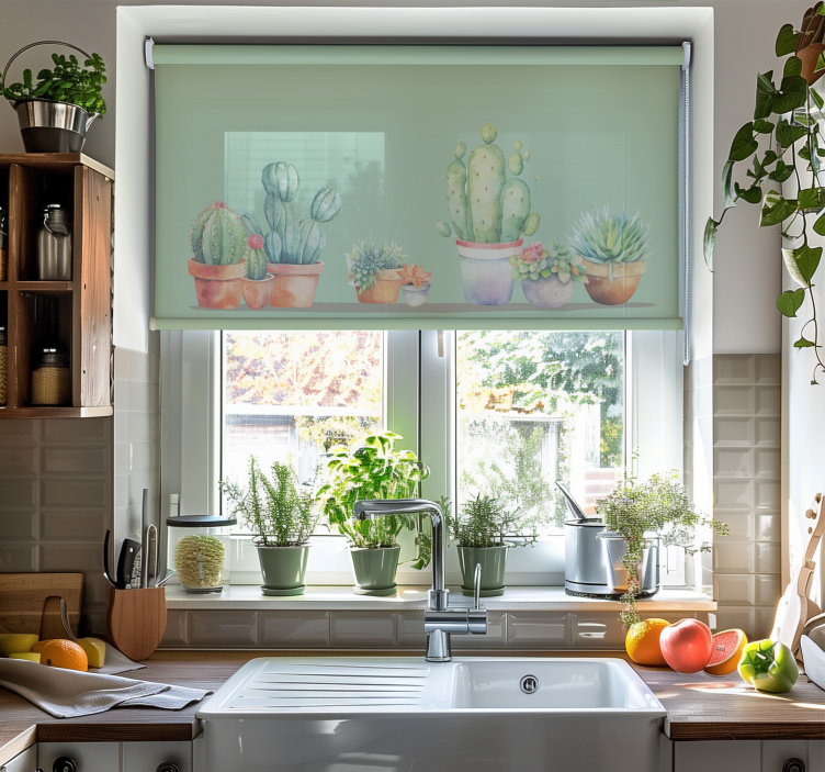 Minimalistische stijl rolgordijn cactus - TenStickers