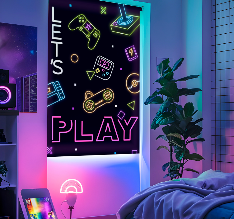 Neoncontroles nerd rolgordijn - TenStickers