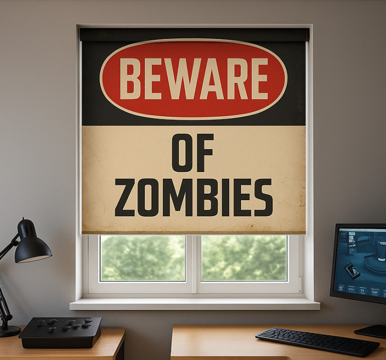 Pas op voor zombies gamer rolgordijn - TenStickers