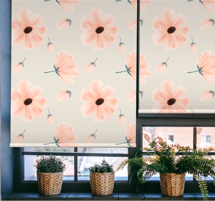 Pastel bloemenpatroon rolgordijn bloemen en planten - TenStickers