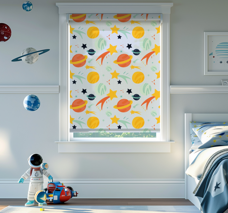 Rolgordijn Planeten patroon grappig - TenStickers