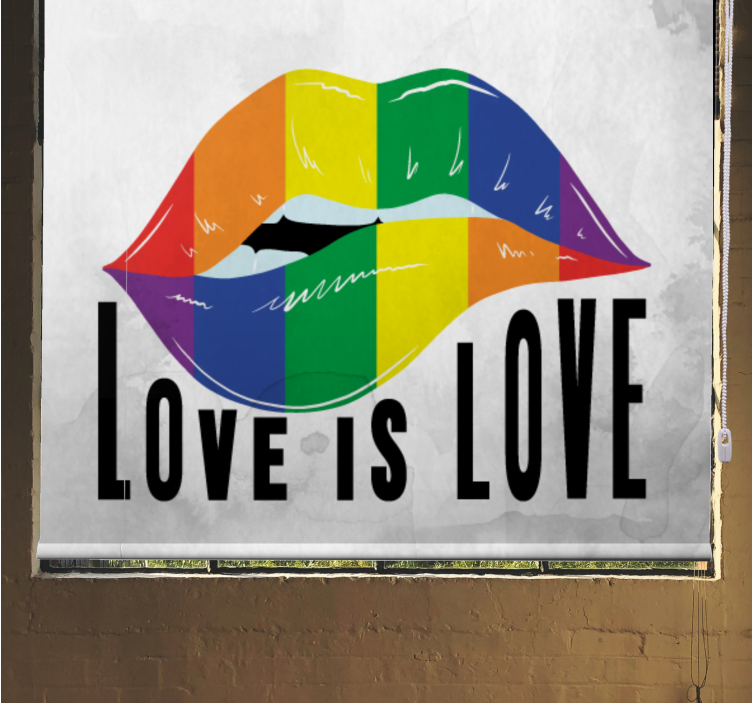 Regenboog lip art rolgordijn met tekst - TenStickers